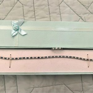 White and Blue Diamond Tennis Bracelet and Ring